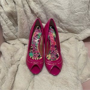 Pink Betsey Johnson Peeptoe Pump Heels